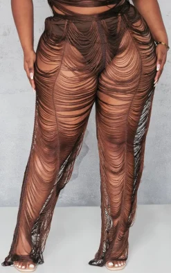 Plus Chocolate Tassel Distressed Pants