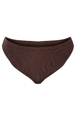 Plus Chocolate Textured High Waisted Bikini Bottoms