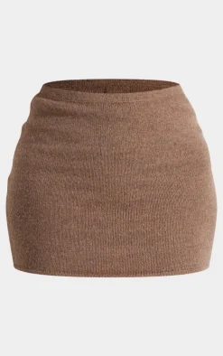 Plus Chocolate Textured Knit Mini Skirt