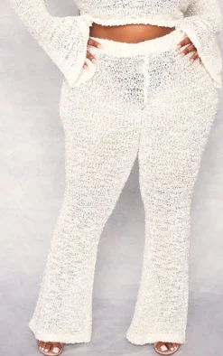 Plus Cream Bobble Glitter Knit Flared Pants