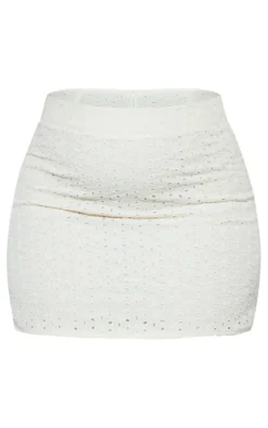 Plus Cream Broderie Anglaise Bodycon Skirt