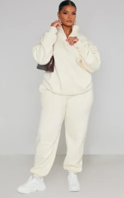 Plus Cream Casual Sweat Sweatpants