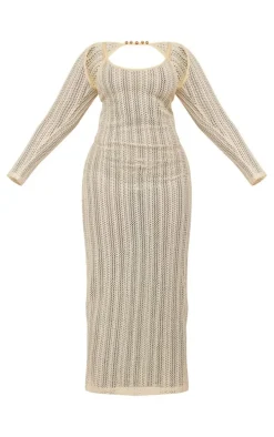 Plus Cream Detachable Sleeve Maxi Beach Dress