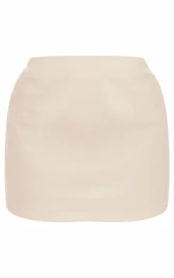 Plus Cream Faux Leather Micro Mini Skirt