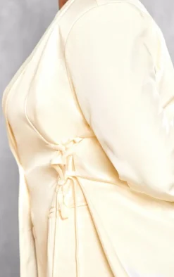 Plus Cream Lace Up Waist Blazer