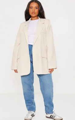 Plus Cream Oversized Structured Blazer