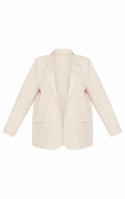 Plus Cream Oversized Structured Blazer