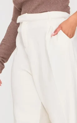 Plus Cream Pintuck Tailored Sweatpants