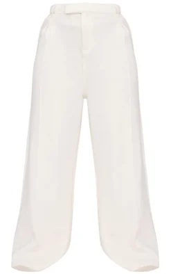 Plus Cream Pintuck Tailored Sweatpants