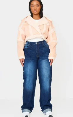 Plus Cream Shearling Trim Crop Aviator