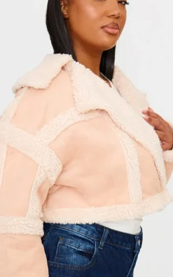 Plus Cream Shearling Trim Crop Aviator