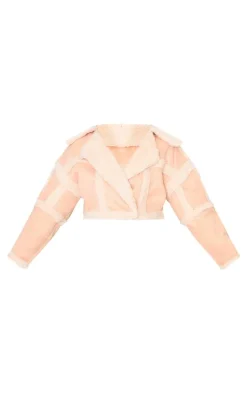 Plus Cream Shearling Trim Crop Aviator