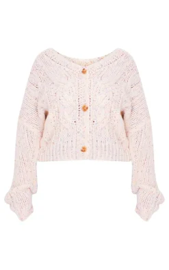 Plus Cream Space Dye Chunky Knit Cardigan