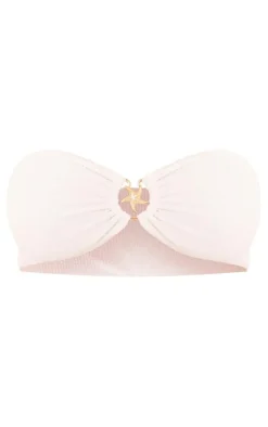 Plus Cream Starfish Trim Crinkle Bikini Top