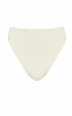 Plus Cream Textured High Leg Bikini Bottoms