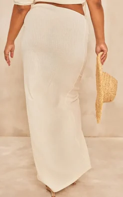 Plus Cream Textured Split Midaxi Skirt