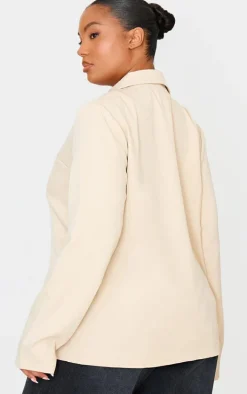 Plus Cream Woven Tailored Fit Blazer