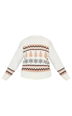 Plus Cream Zig Zag Snowflake Oversized Christmas Sweater