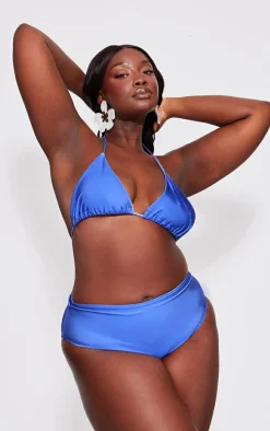 Plus Dark Blue Mix & Match High Waist Bikini Bottoms