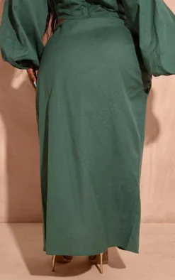 Plus Dark Green O Ring Split Leg Midaxi Skirt