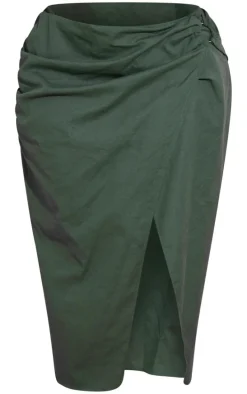 Plus Dark Green O Ring Split Leg Midaxi Skirt
