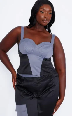 Plus Dark Grey Panelling Detail Corset