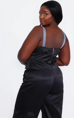 Plus Dark Grey Panelling Detail Corset