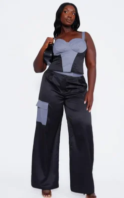 Plus Dark Grey Panelling Detail Corset