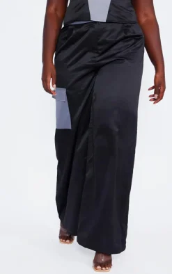 Plus Dark Grey Pocket Detail Tailored Cargo Pants