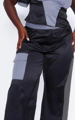 Plus Dark Grey Pocket Detail Tailored Cargo Pants