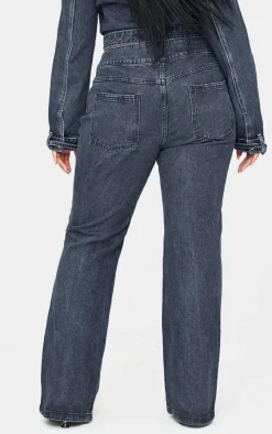 Plus Dark Indigo White Bleached Front Flared Jeans
