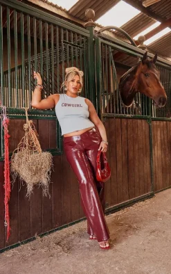 Plus Dark Red Faux Leather Pants