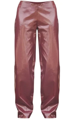 Plus Dark Red Faux Leather Pants