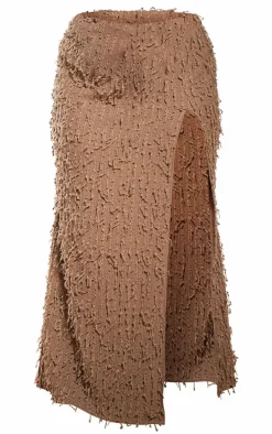 Plus Dark Taupe Distressed Side Split Maxi Skirt