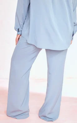 Plus Dusty Blue Print Wide Leg Pants
