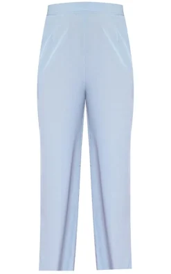 Plus Dusty Blue Print Wide Leg Pants