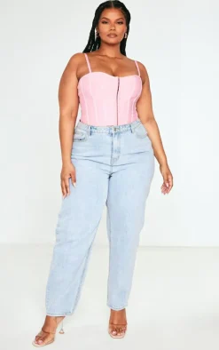 Plus Dusty Pink Bandage Hook And Eye Structured Corset