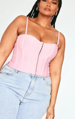 Plus Dusty Pink Bandage Hook And Eye Structured Corset