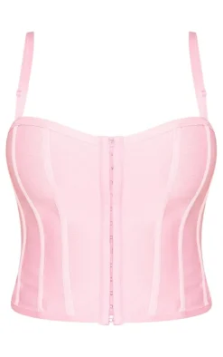 Plus Dusty Pink Bandage Hook And Eye Structured Corset