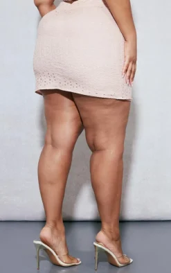 Plus Dusty Pink Broderie Anglaise Bodycon Skirt