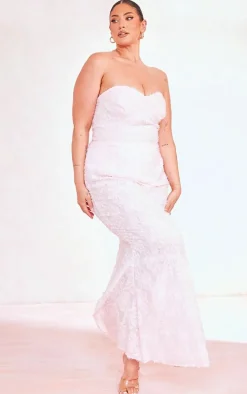 Plus Dusty Pink Eyelash Detail Bandeau Bodysuit