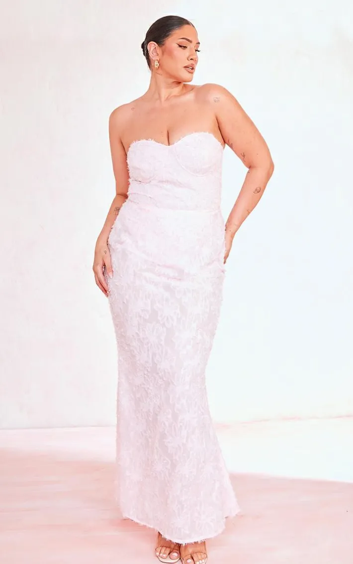 Plus Dusty Pink Eyelash Detail Maxi Skirt