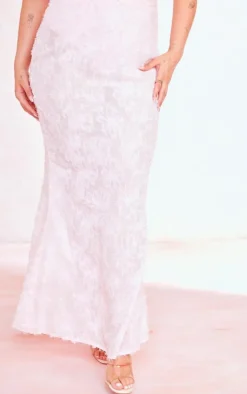 Plus Dusty Pink Eyelash Detail Maxi Skirt