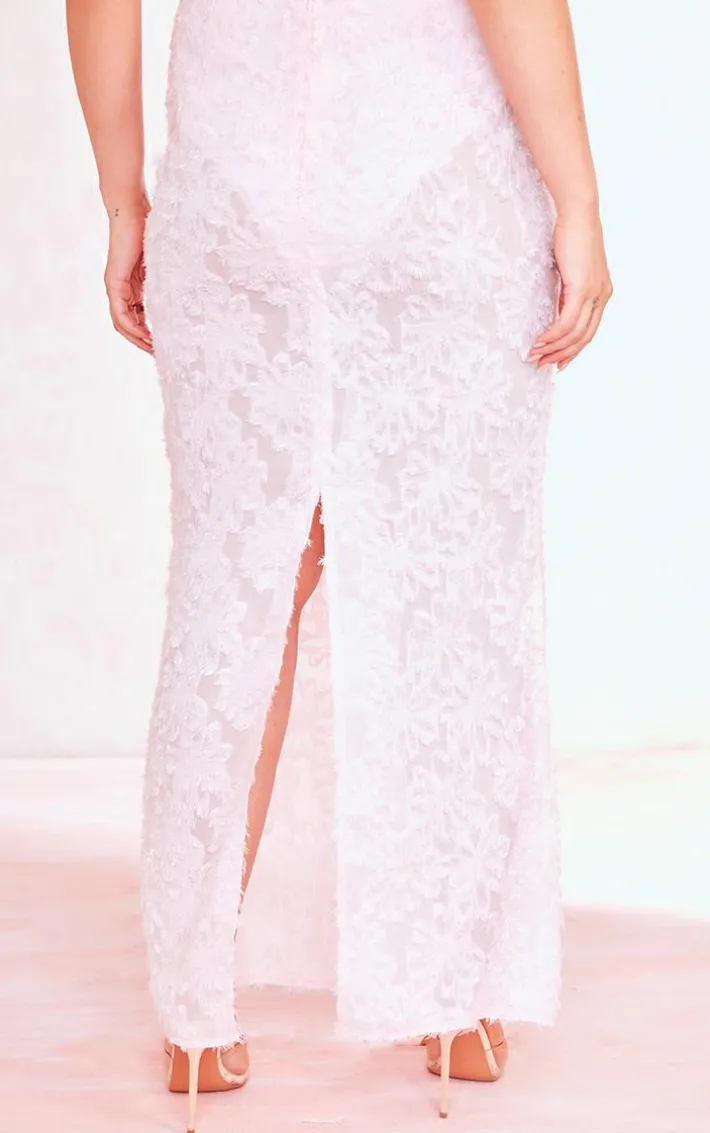 Plus Dusty Pink Eyelash Detail Maxi Skirt