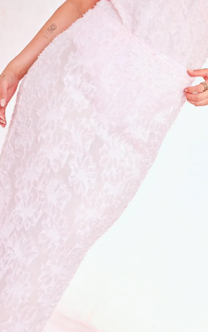 Plus Dusty Pink Eyelash Detail Maxi Skirt