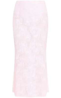 Plus Dusty Pink Eyelash Detail Maxi Skirt