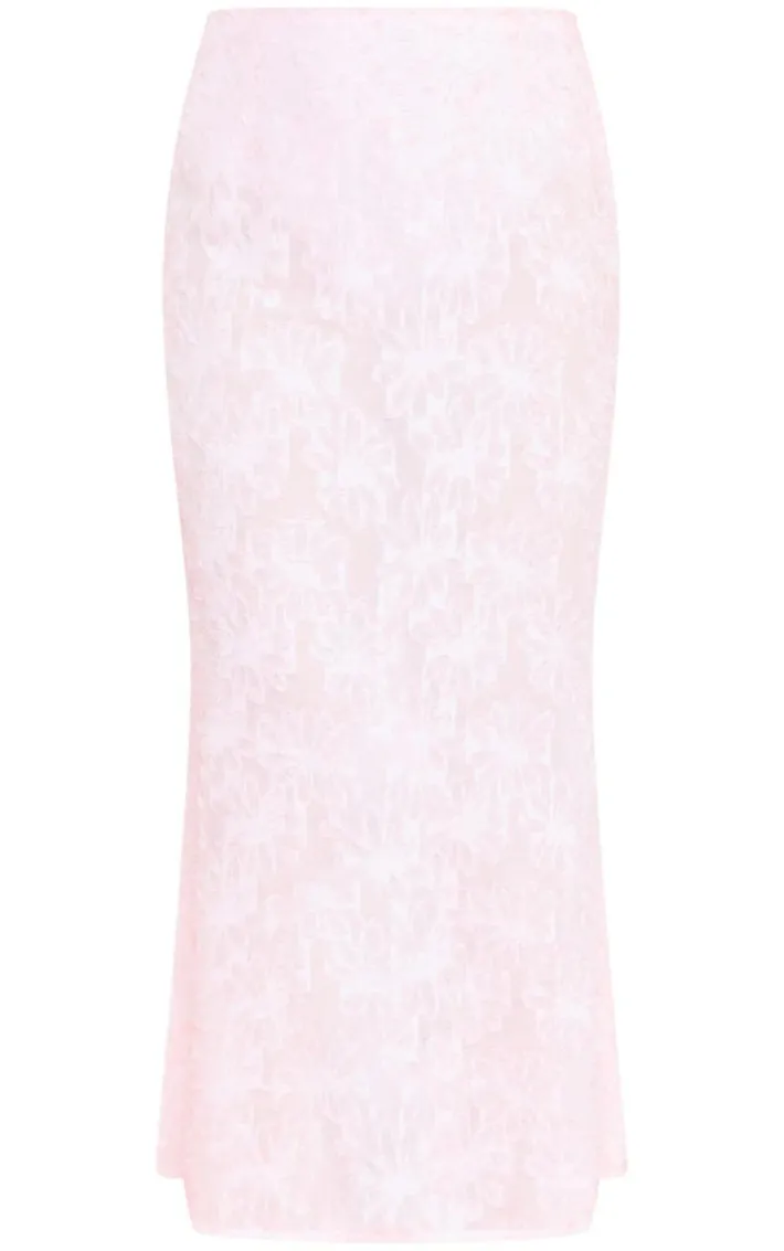 Plus Dusty Pink Eyelash Detail Maxi Skirt