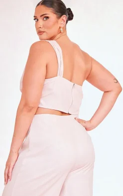 Plus Dusty Pink One Shoulder Corset Top