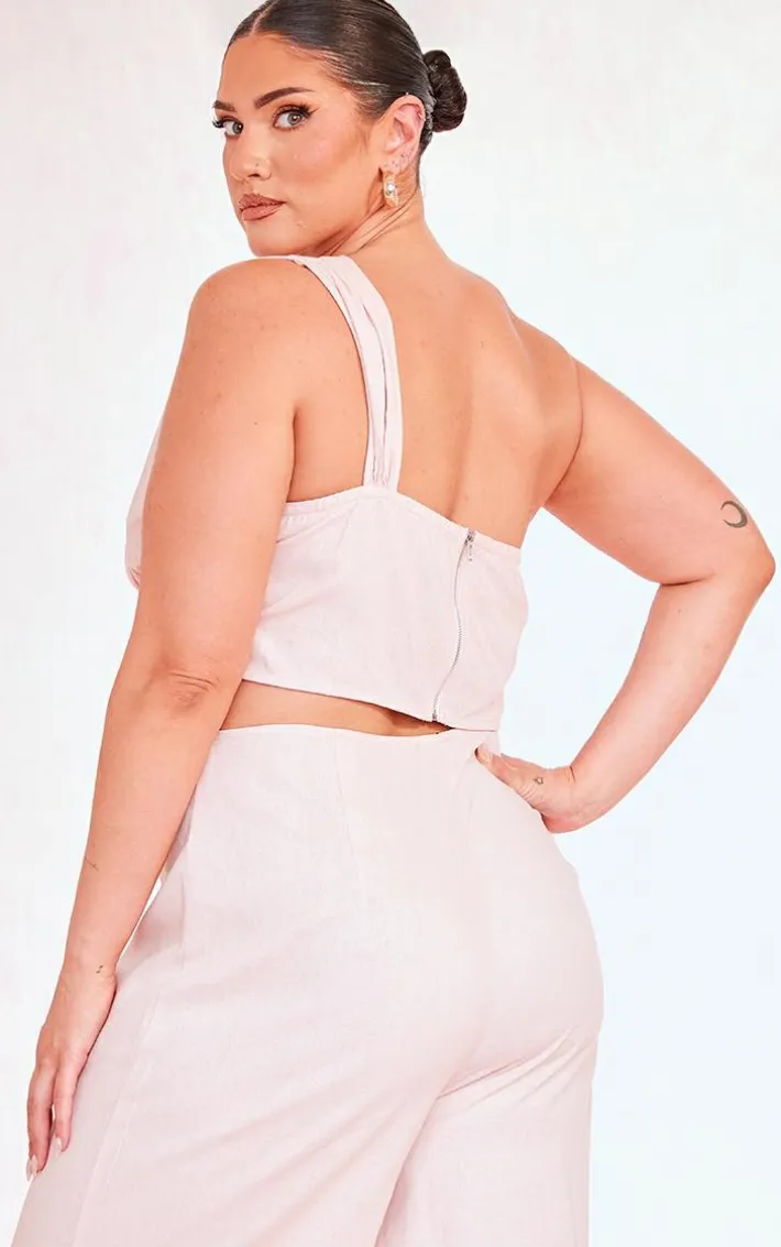 Plus Dusty Pink One Shoulder Corset Top