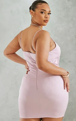 Plus Dusty Pink Strap Detail Bodycon Dress